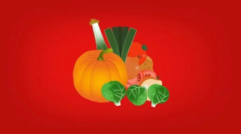 Vegetables  - Vector Graphics - Food Animation - red Stock Footage 61307188