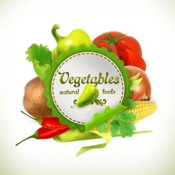 Vegetables, vector label Stock Illustration