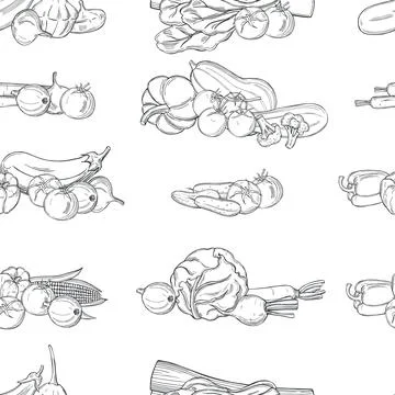 Vegetables. Vector pattern Stock Illustration
