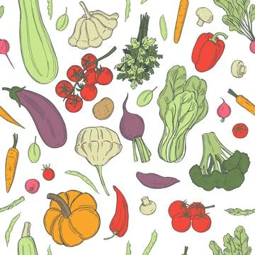 Vegetables. Vector pattern Stock Illustration