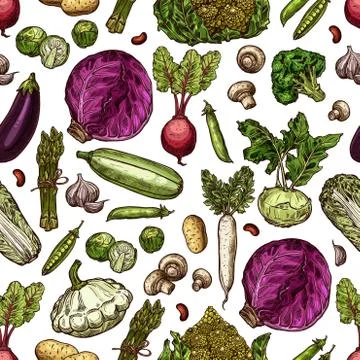Vegetables vector seamless pattern background イラスト素材