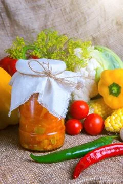 Vegetables, vegetables on the table. corn, cauliflower, tomatoes, champignons Stock Photos