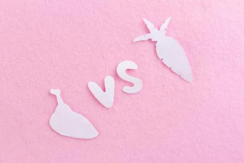 Vegetables vs meat Stock Photos