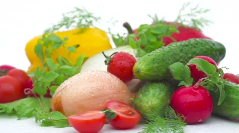 Vegetables on a white background Stock Footage 54398078