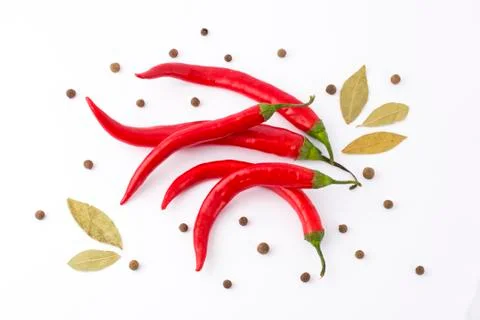 Vegetables on a white background. Red bitter pepper on a white background Stock Photos