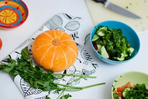 Vegetables on a white table Stock Photos