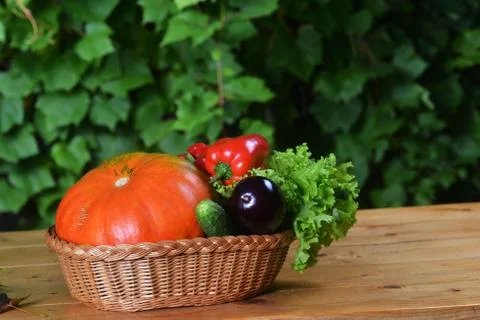 Vegetables in wicker Stock Photos
