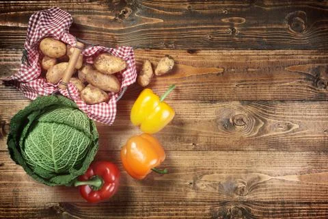 Vegetables on wood Stock Photos