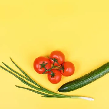 Vegetables on a yellow background. Copyspace donation. Stock Photos