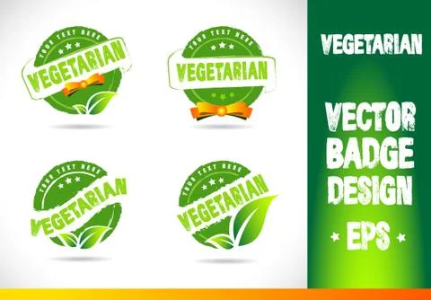 Vegetarian Badge Vector Stock Illustration