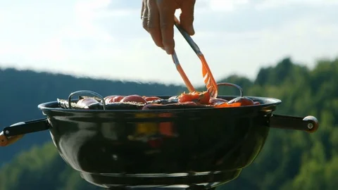 Vegetarian BBQ on nature Stock Footage 80976472