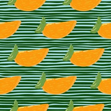 Vegetarian bright seamless doodle pattern with hand drawn persimmons light or Stock Illustration
