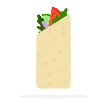 Vegetarian Burrito flat isolated Stock Illustration
