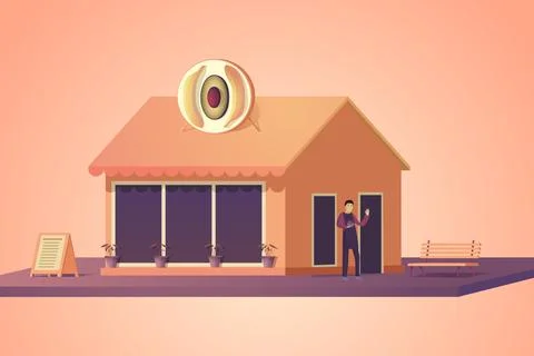 Vegetarian cafe. Stock Illustration