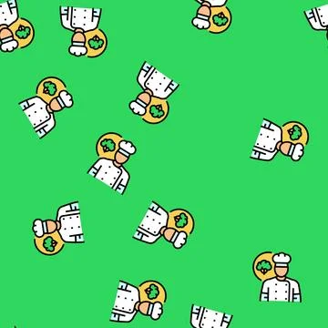 Vegetarian chef restaurant vector seamless pattern Stock Illustration