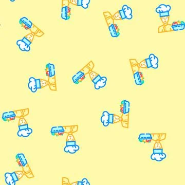 Vegetarian chef restaurant vector seamless pattern Stock Illustration