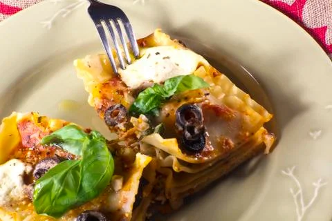 Vegetarian lasagna dinner Stock Photos