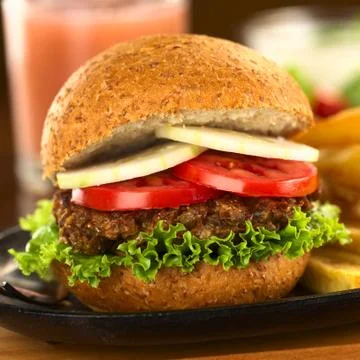 Vegetarian lentil burger Stock Photos