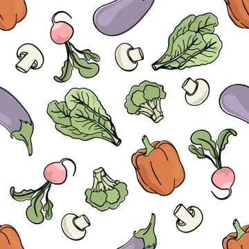 VEGETARIAN MIX Paleo Seamless Pattern Vector Illustration Illustrazione stock