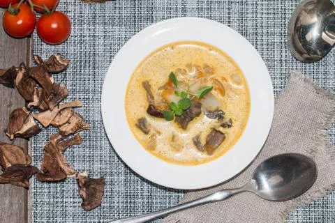 Vegetarian mushroom soup Stock Photos