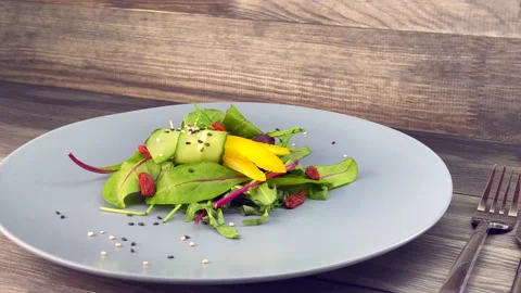 Vegetarian oat salad Stock Footage 147927470