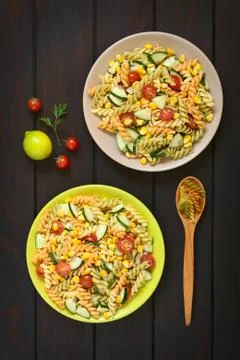 Vegetarian Pasta Salad Stock Photos