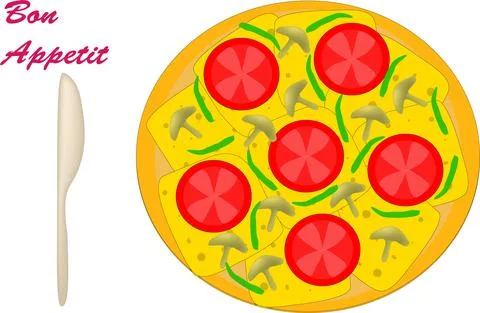 Vegetarian pizza with cheese Stock Illustration