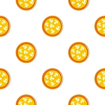 Vegetarian pizza with mushrooms pattern flat Stock Illustration