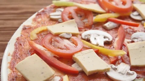 A vegetarian pizza in an oven (close-up) Stock Footage 69199488
