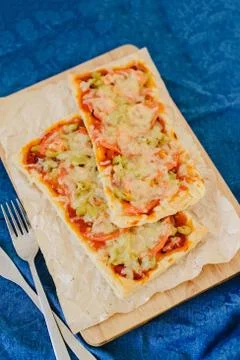 Vegetarian rectangular pizza Stock Photos