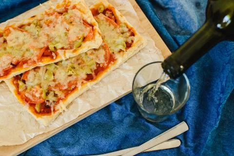 Vegetarian rectangular pizza Stock Photos