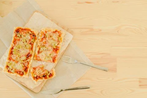 Vegetarian rectangular pizza Stock Photos