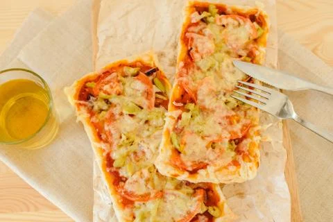 Vegetarian rectangular pizza Stock Photos