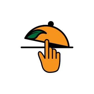Vegetarian restaurant flat icon with touch icon. Design template vector Stock-Illustration