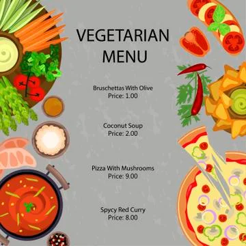 Vegetarian restaurant menu Illustrazione stock
