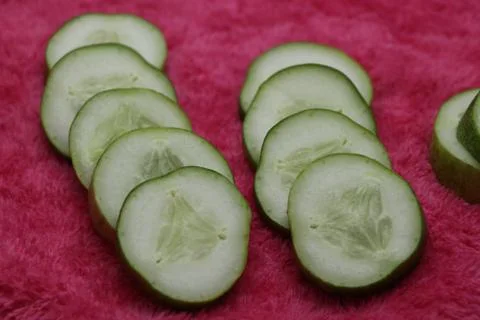 Vegetarian slice cut round shape cucumber Stock Photos