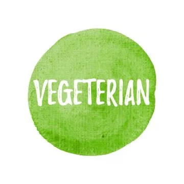 Vegetarian vector on hand drawn green watercolor background illustration Stock Illustration