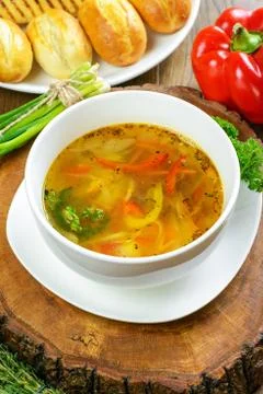 Vegetarian vegetable soup Stock Photos