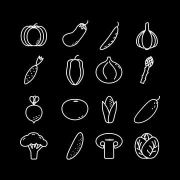 Vegetarian, vegetable, veggies - minimal thin line web icon set. Outline icon Stock-Illustration