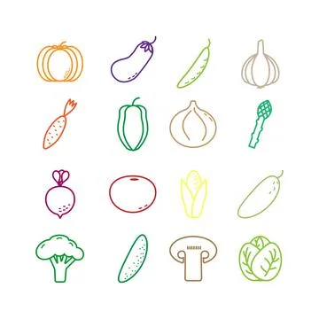 Vegetarian, vegetable, veggies - minimal thin line web icon set. Outline icon Stock-Illustration