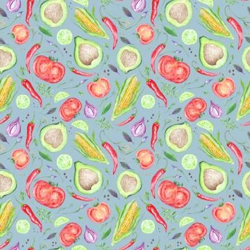 Vegetarian Watercolor Pattern Stock Illustration