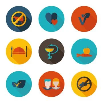 Vegetarianism icons in vector format. Stock Illustration