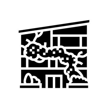 Vegetated fa ade green building glyph icon vector illustration Ilustración de archivo