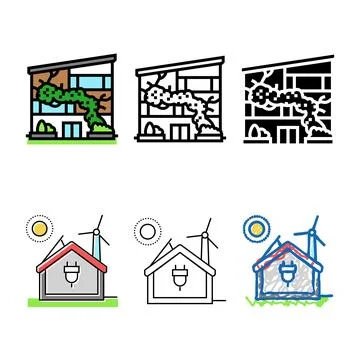 Vegetated fa?ade edition green building color icon vector Stock Illustration