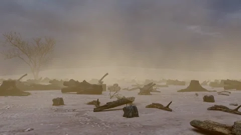 Vegetation destruction leads to desertification and sandstorms Video stock 311058624