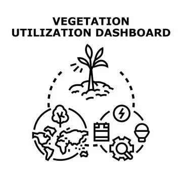 Vegetation utilization dashboard analyzing environmental resource data 스톡 일러스트