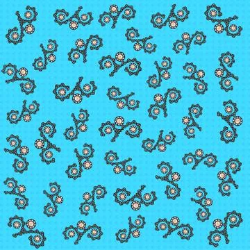 Vegetative pattern with pearls on the blue Stock Illustration