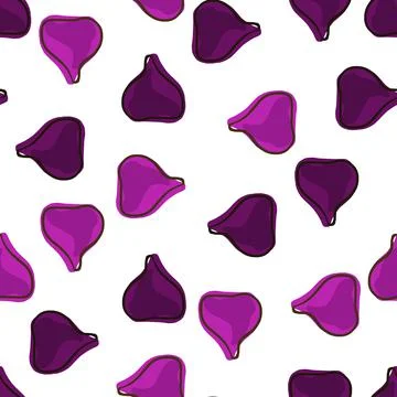 Vegeterian seamless pattern with isolated random purple figs fruit silhouette Stock Illustration