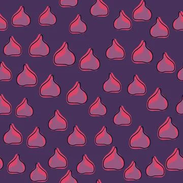 Vegeterian seamless pattern with little random fig ornament. Purple colors. E Stock Illustration