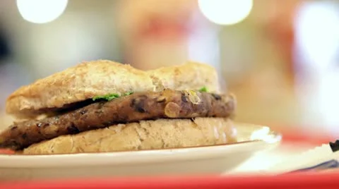 Veggie Burger on plate Stock-Footage 10701208